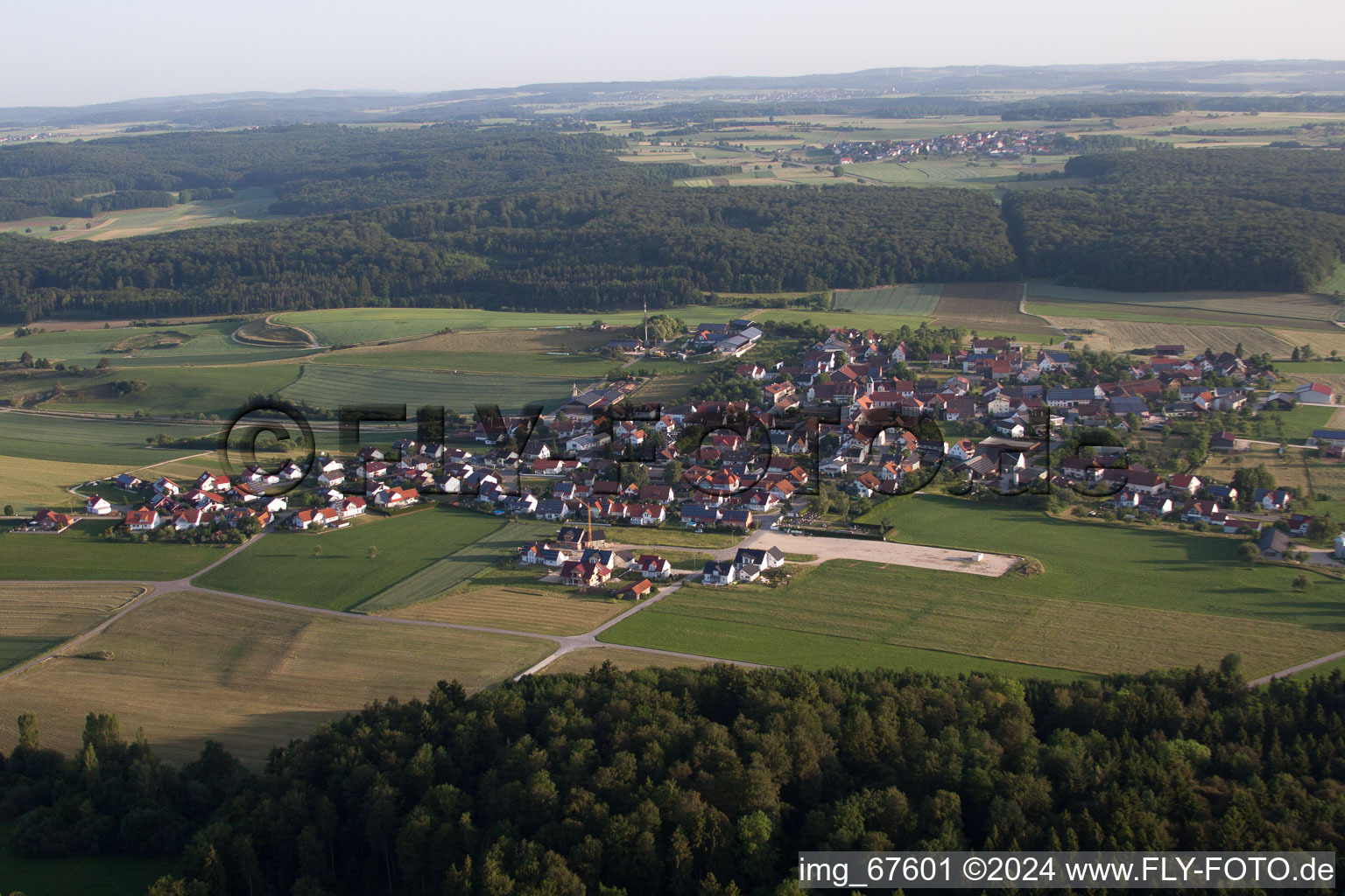 Aerial view of Dächingen in the state Baden-Wuerttemberg, Germany