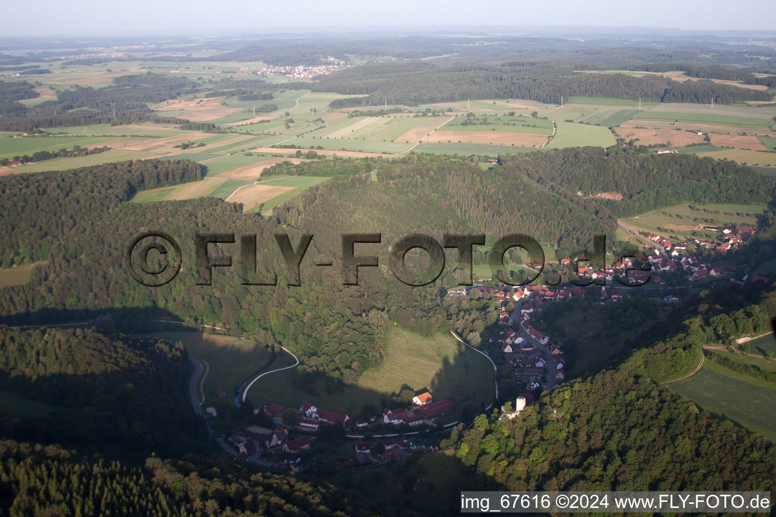 Aerial view of District Hundersingen in Münsingen in the state Baden-Wuerttemberg, Germany