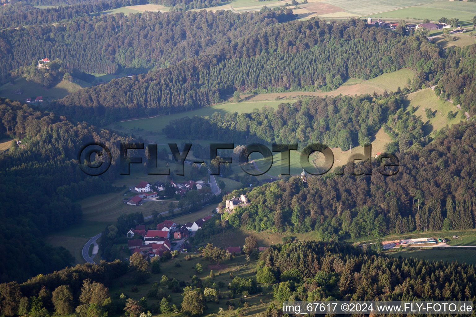 Aerial photograpy of District Hundersingen in Münsingen in the state Baden-Wuerttemberg, Germany