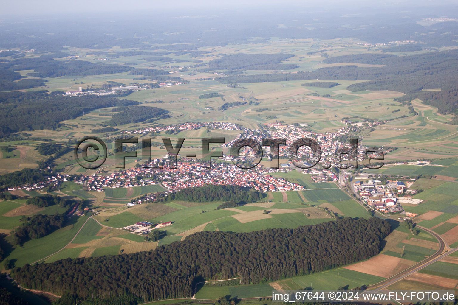 Aerial photograpy of Engstingen in the state Baden-Wuerttemberg, Germany