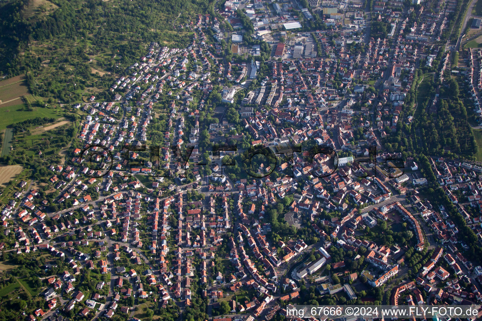 City view of the city area of in Pfullingen in the state Baden-Wurttemberg, Germany