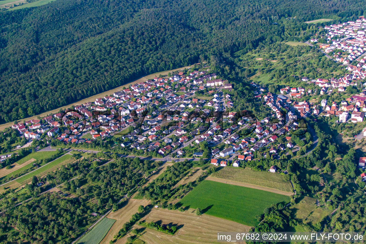 Aerial view of District Ohmenhausen in Reutlingen in the state Baden-Wuerttemberg, Germany