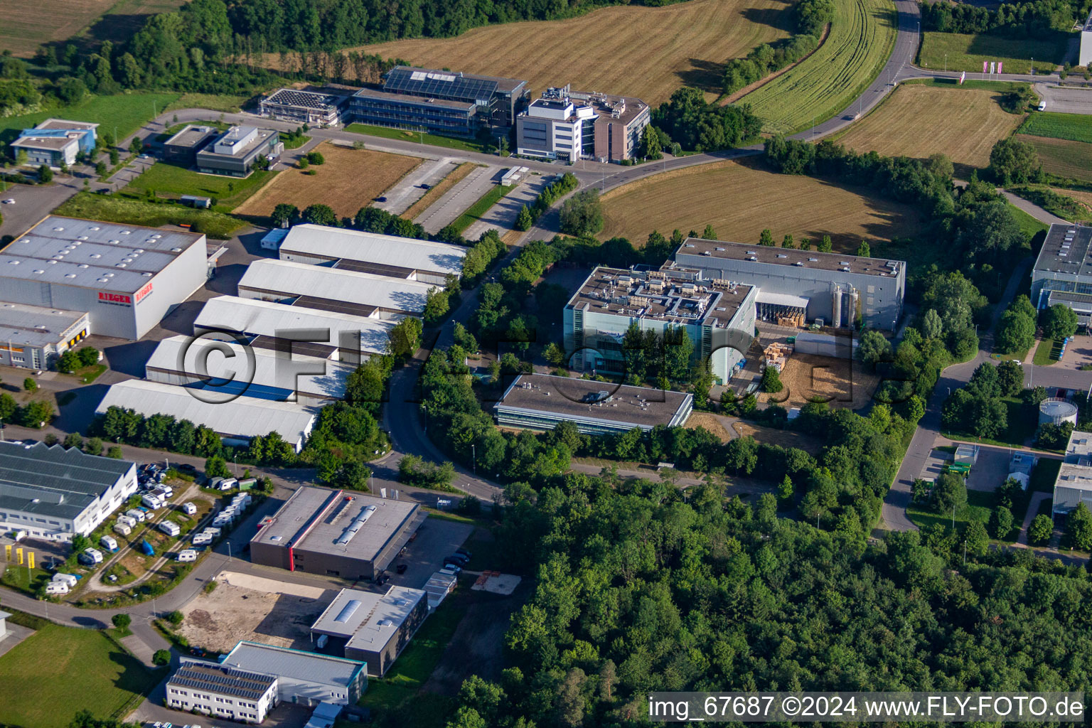 Aerial view of Akzo Nobel Powder Coatings GmbH in the district Jettenburg in Kusterdingen in the state Baden-Wuerttemberg, Germany