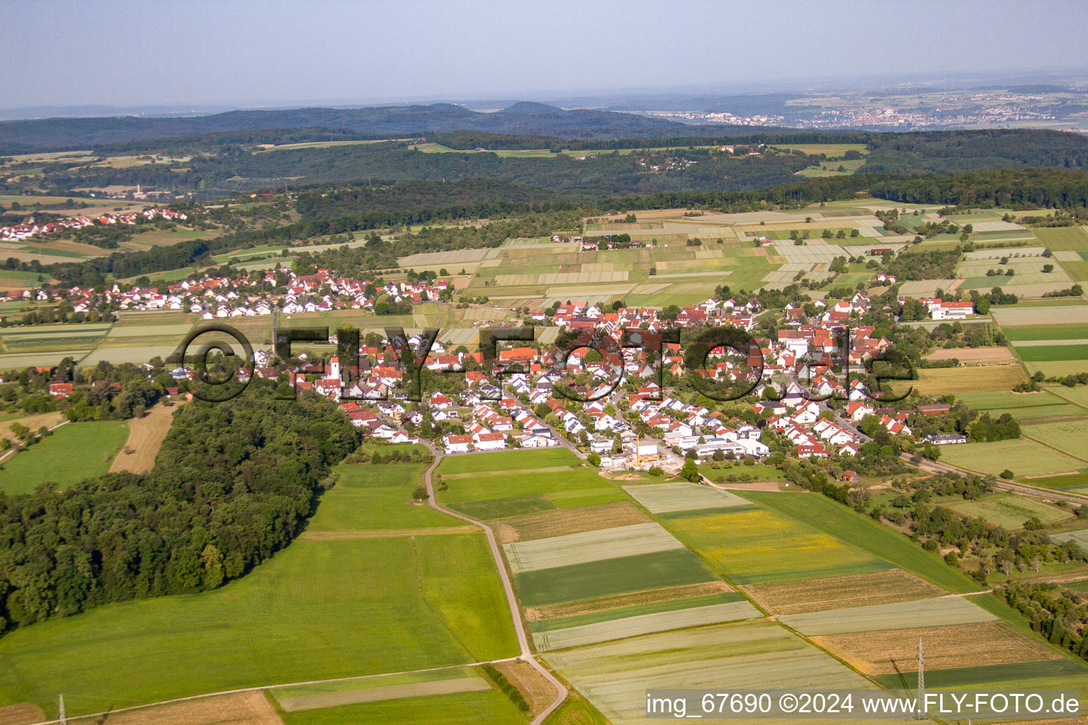 Aerial photograpy of District Mähringen in Kusterdingen in the state Baden-Wuerttemberg, Germany