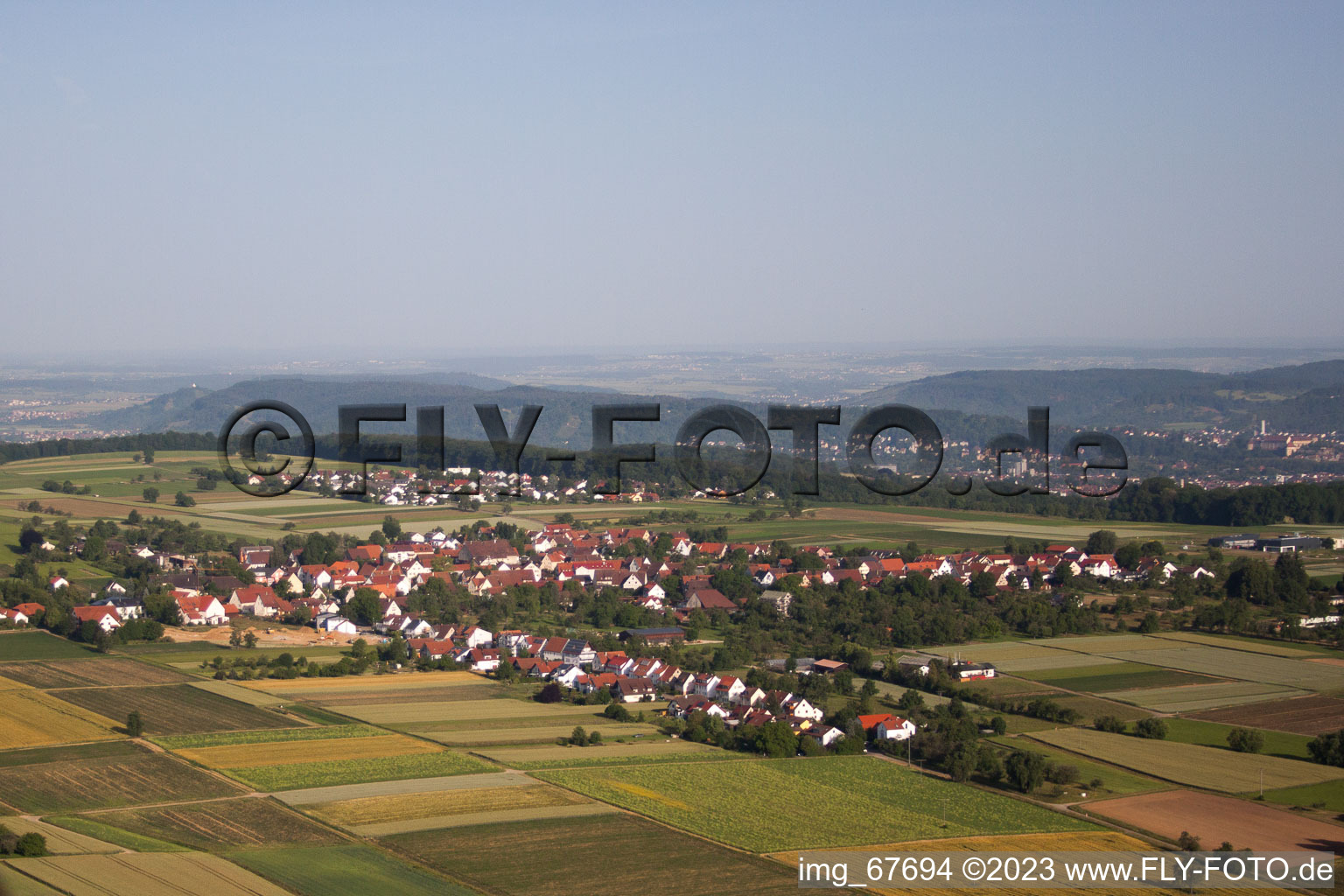 Bird's eye view of Jettenburg in the state Baden-Wuerttemberg, Germany