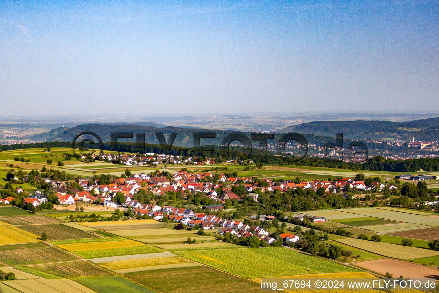 From the east in the district Wankheim in Kusterdingen in the state Baden-Wuerttemberg, Germany