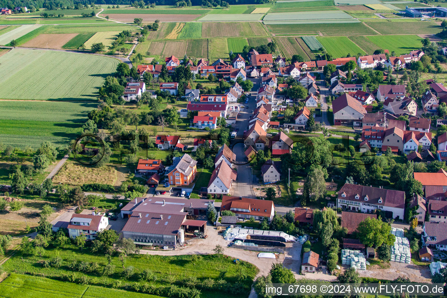 Oblique view of District Wankheim in Kusterdingen in the state Baden-Wuerttemberg, Germany