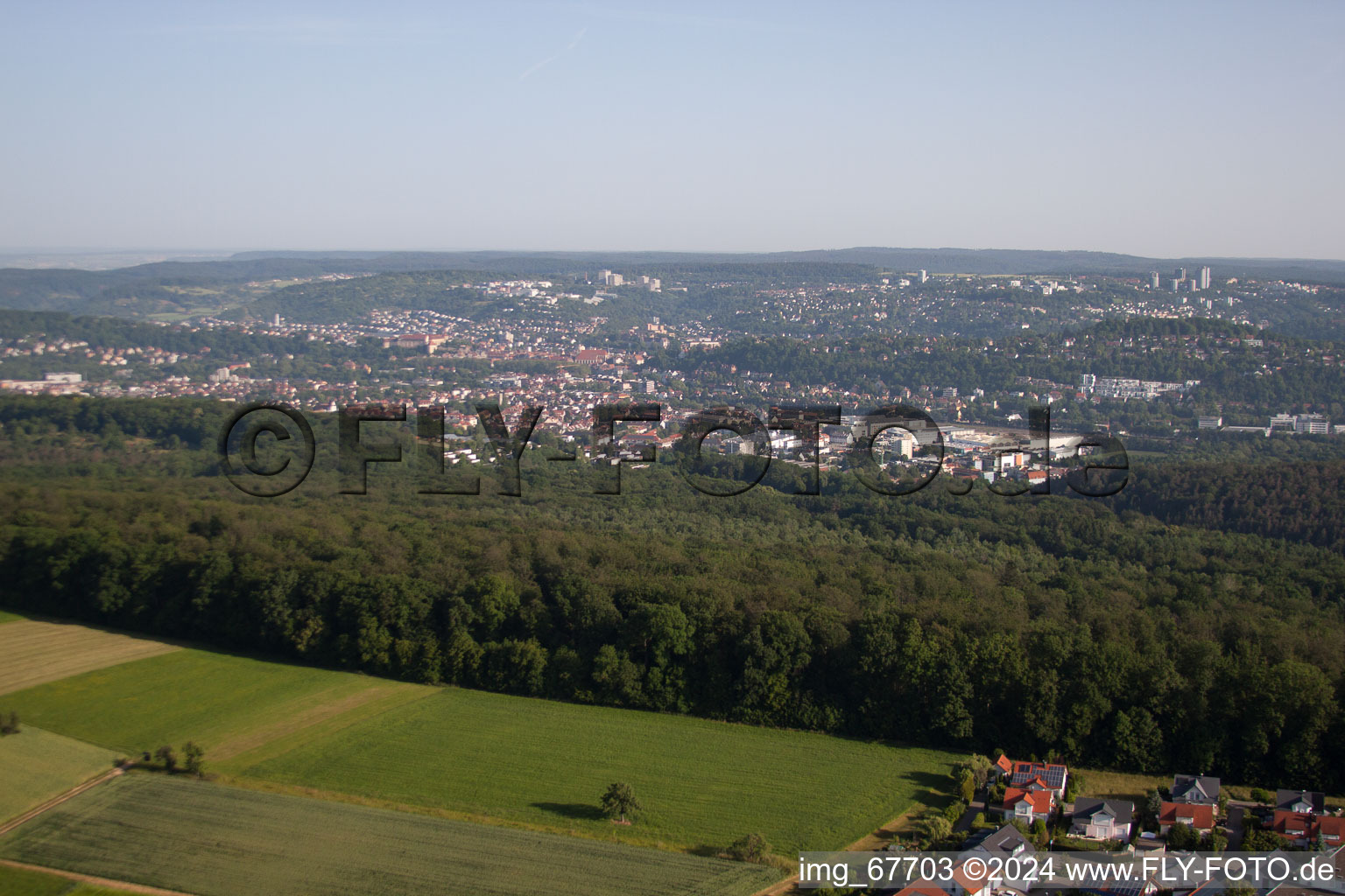 Aerial photograpy of Tübingen in the state Baden-Wuerttemberg, Germany