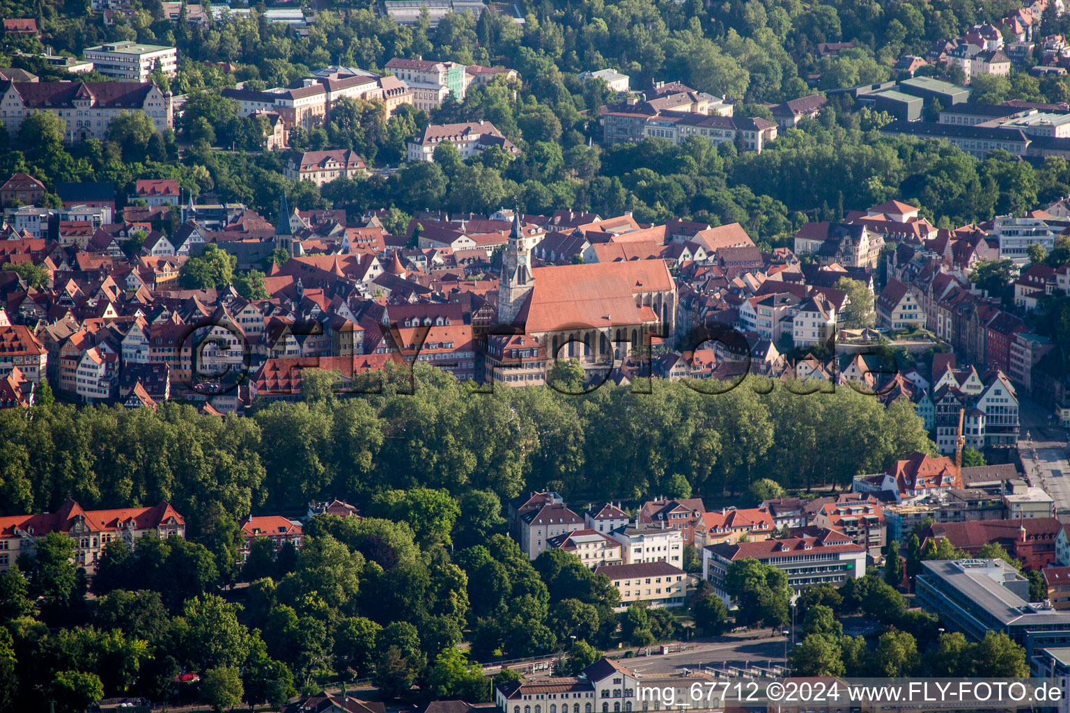 Church building in of Stiftskirche Old Town- center of downtown in Tuebingen in the state Baden-Wurttemberg, Germany