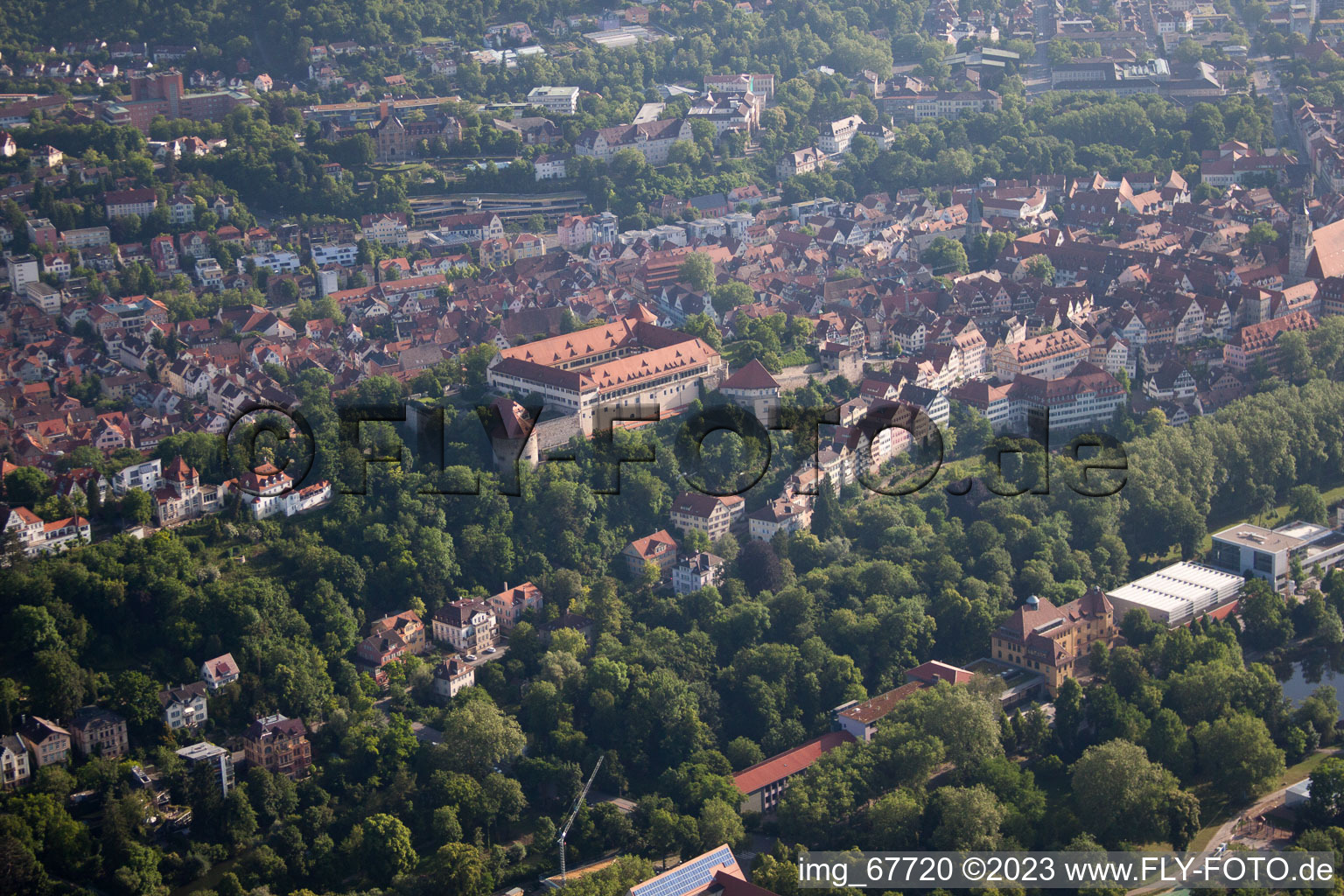 Oblique view of Tübingen in the state Baden-Wuerttemberg, Germany