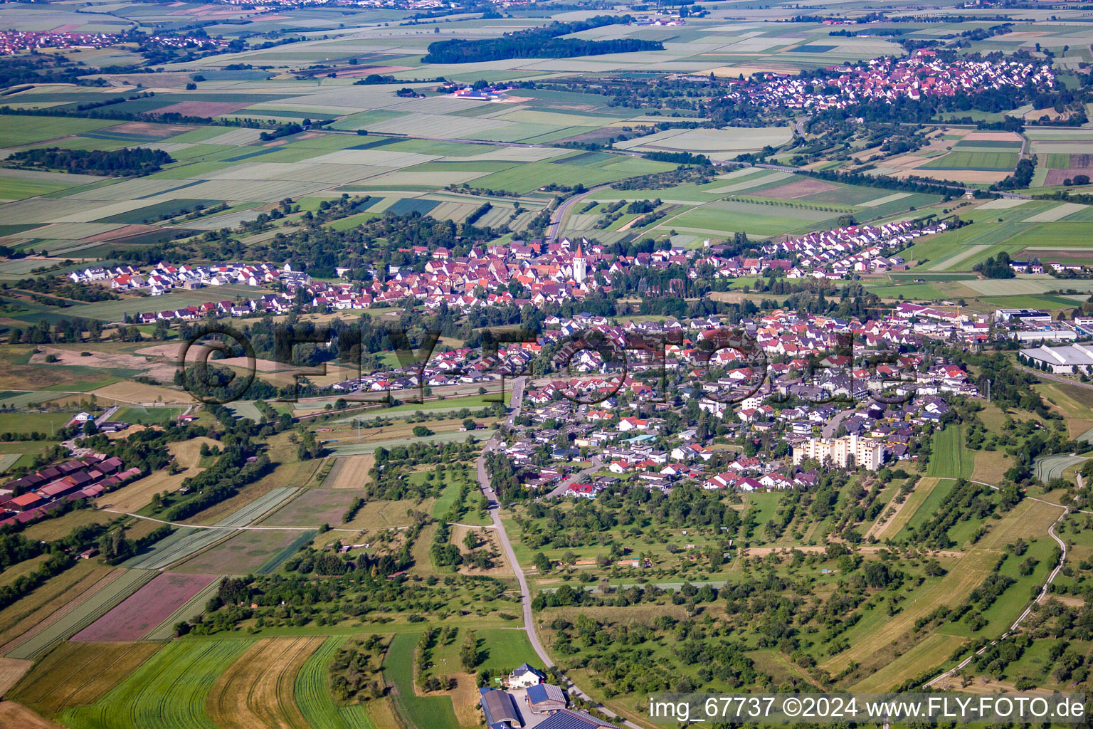 District Altingen in Ammerbuch in the state Baden-Wuerttemberg, Germany out of the air