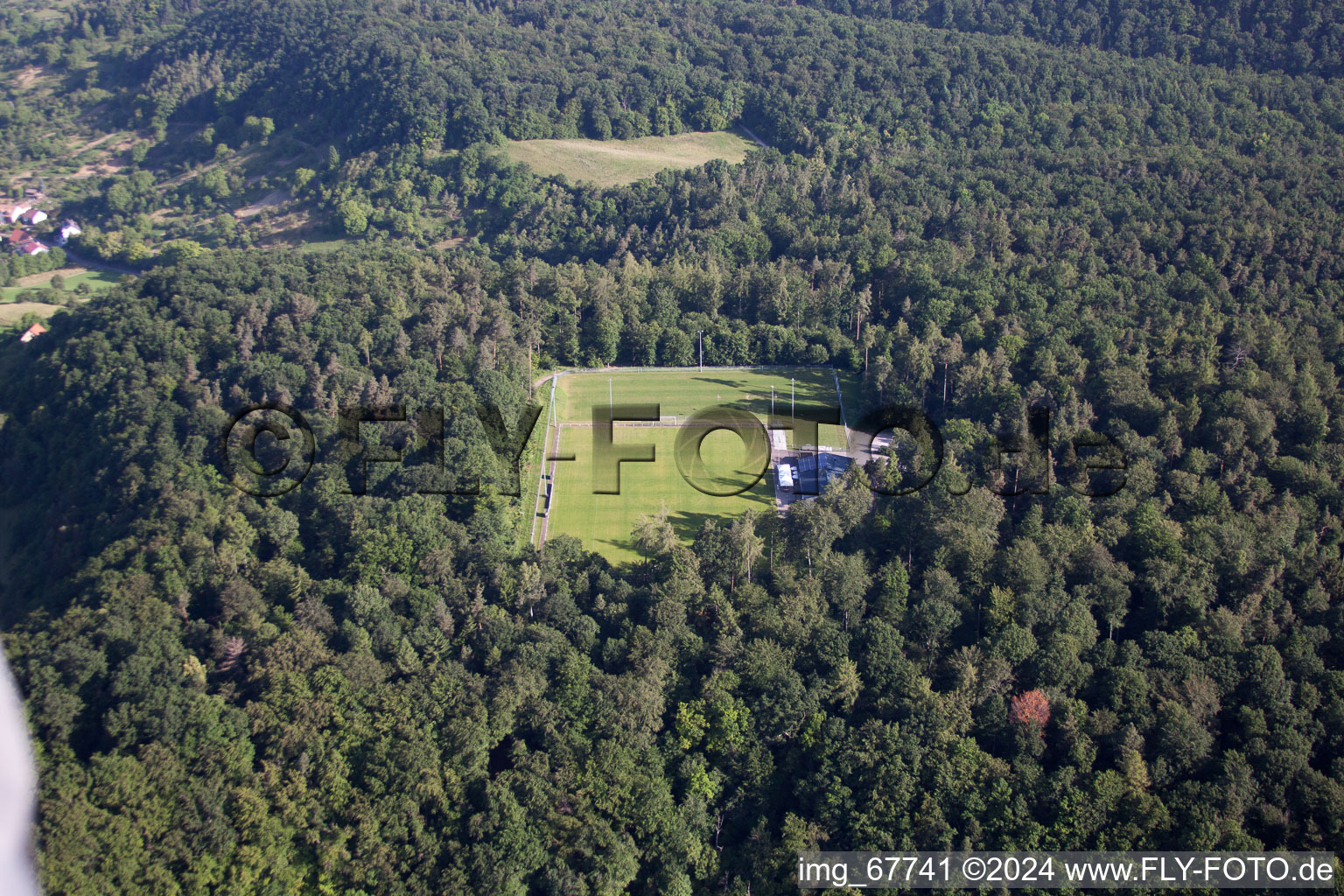 Aerial view of FV Mönchberg in the district Mönchberg in Herrenberg in the state Baden-Wuerttemberg, Germany