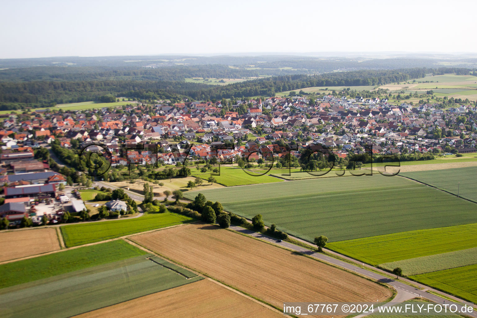 Oblique view of Deckenpfronn in the state Baden-Wuerttemberg, Germany