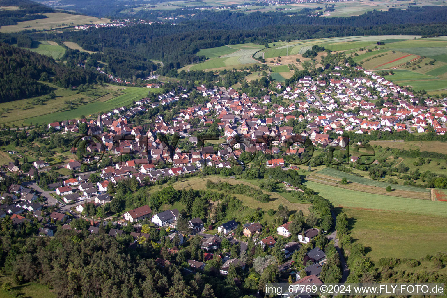 Aerial photograpy of Gültlingen in the state Baden-Wuerttemberg, Germany