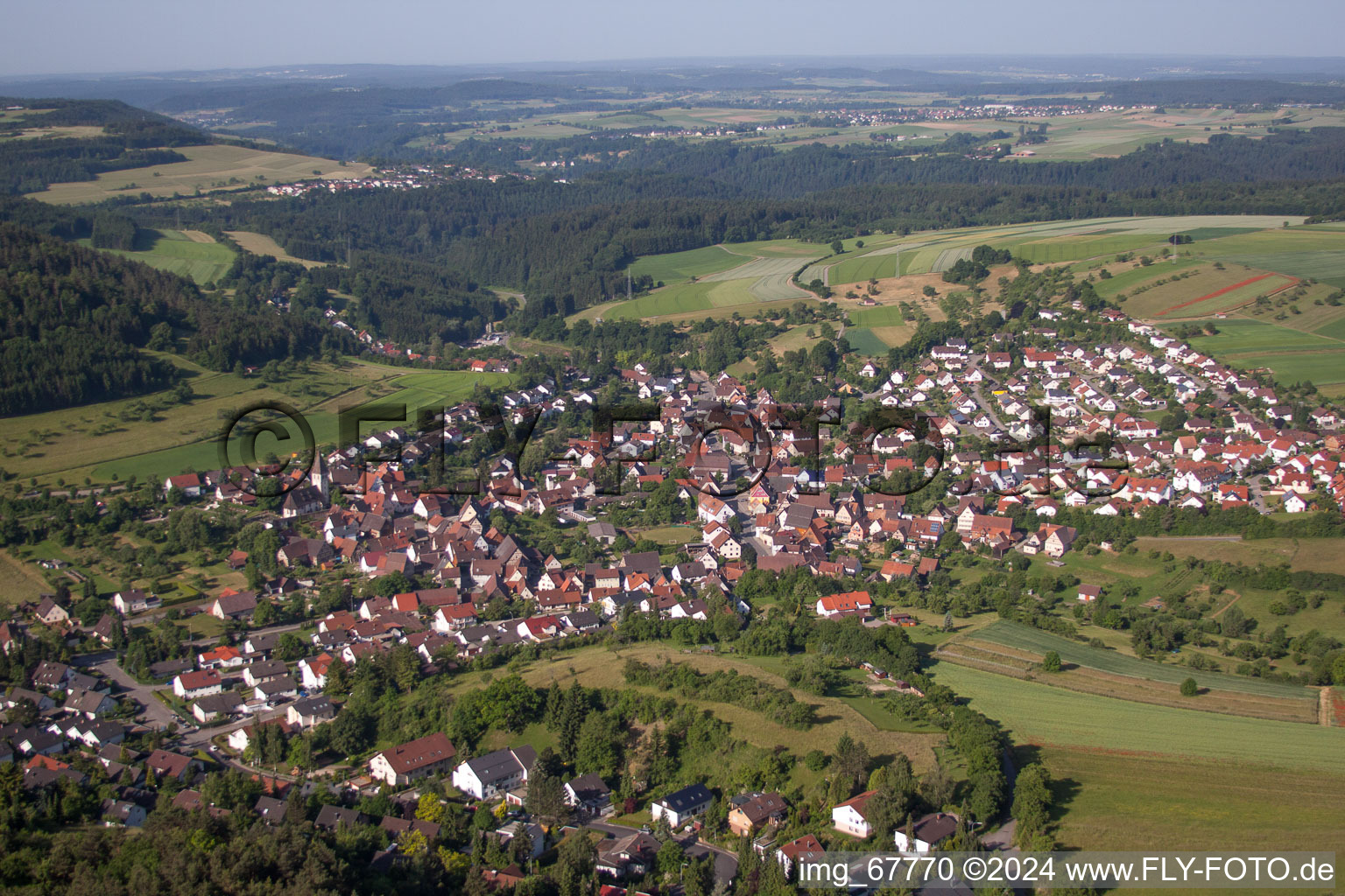 Village - View in the district Holzbronn in Calw in the state Baden-Wuerttemberg, Germany