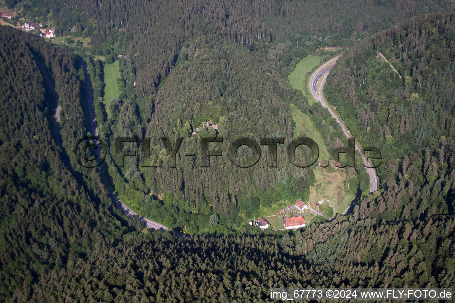 Ruins and vestiges of the former castle and fortress Waldeck in the Nagold valley in Calw in the state Baden-Wurttemberg