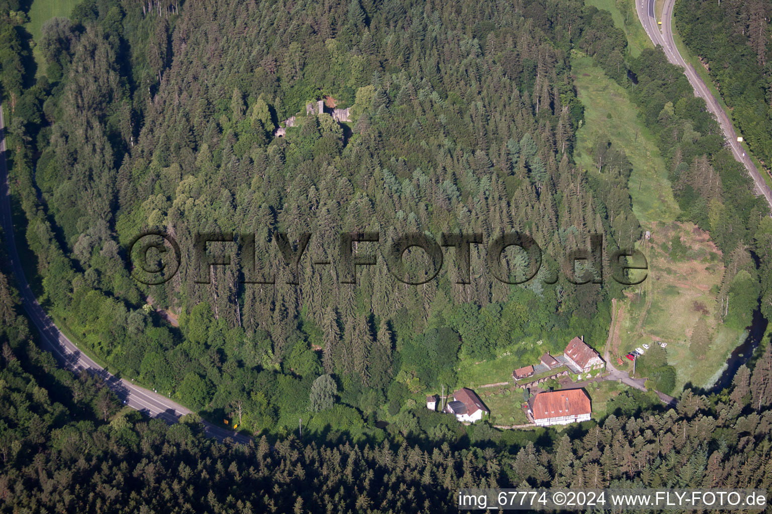 Ruins and vestiges of the former castle and fortress Waldeck in the Nagold valley in Calw in the state Baden-Wurttemberg