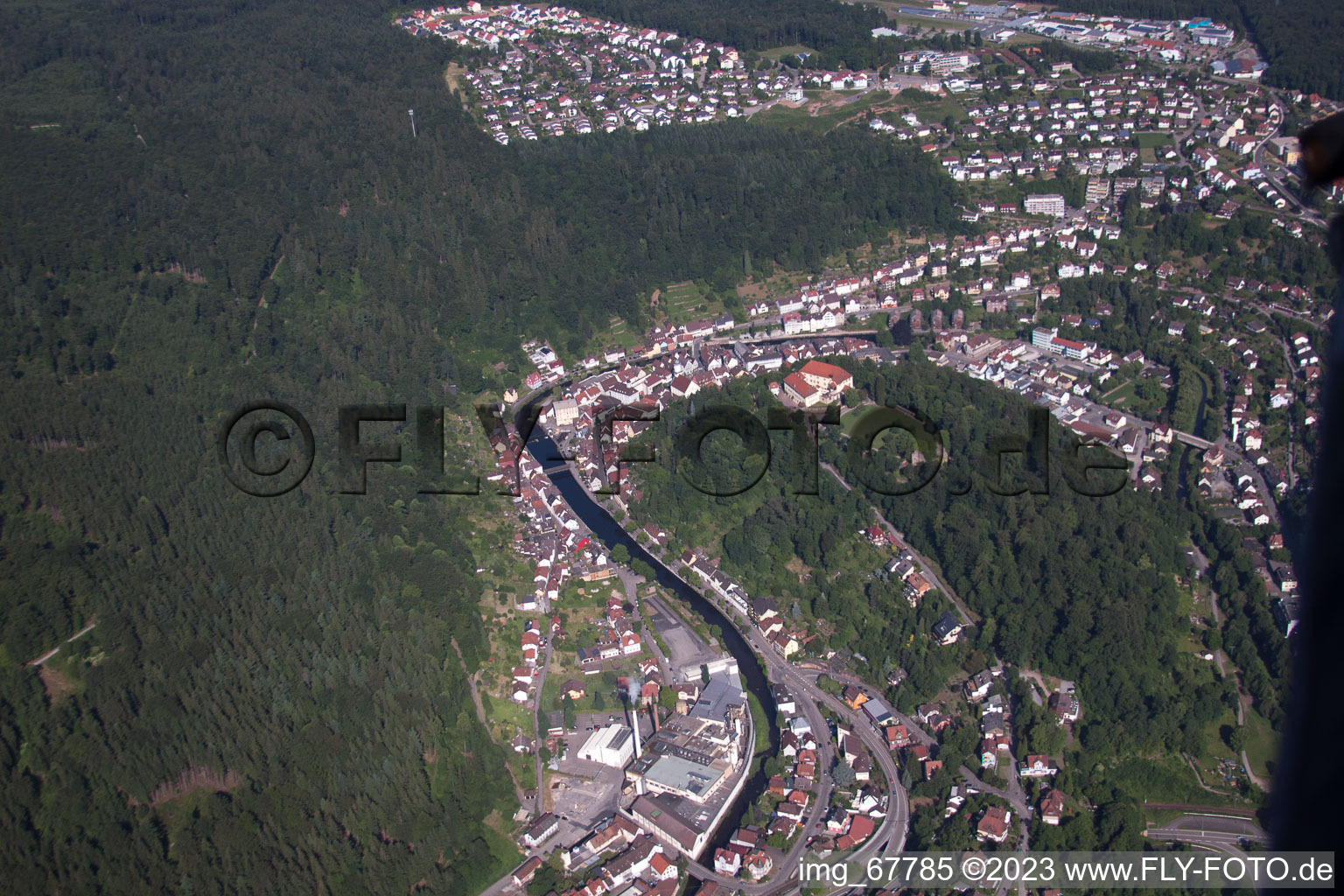 Neuenbürg in the state Baden-Wuerttemberg, Germany from above