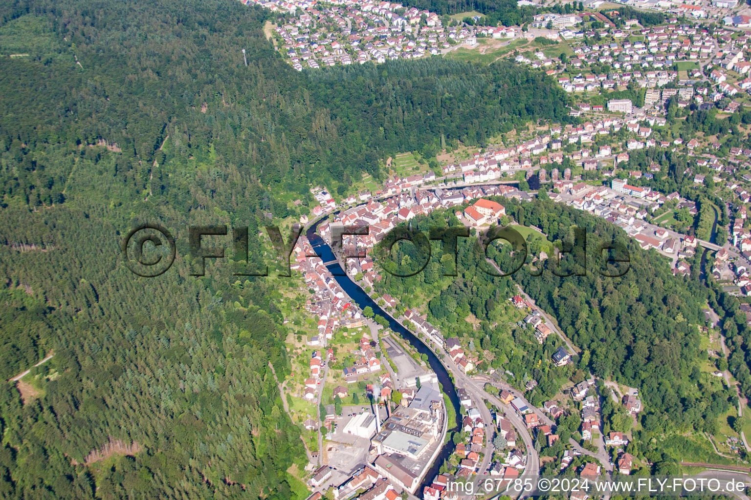 Neuenbürg in the state Baden-Wuerttemberg, Germany from above