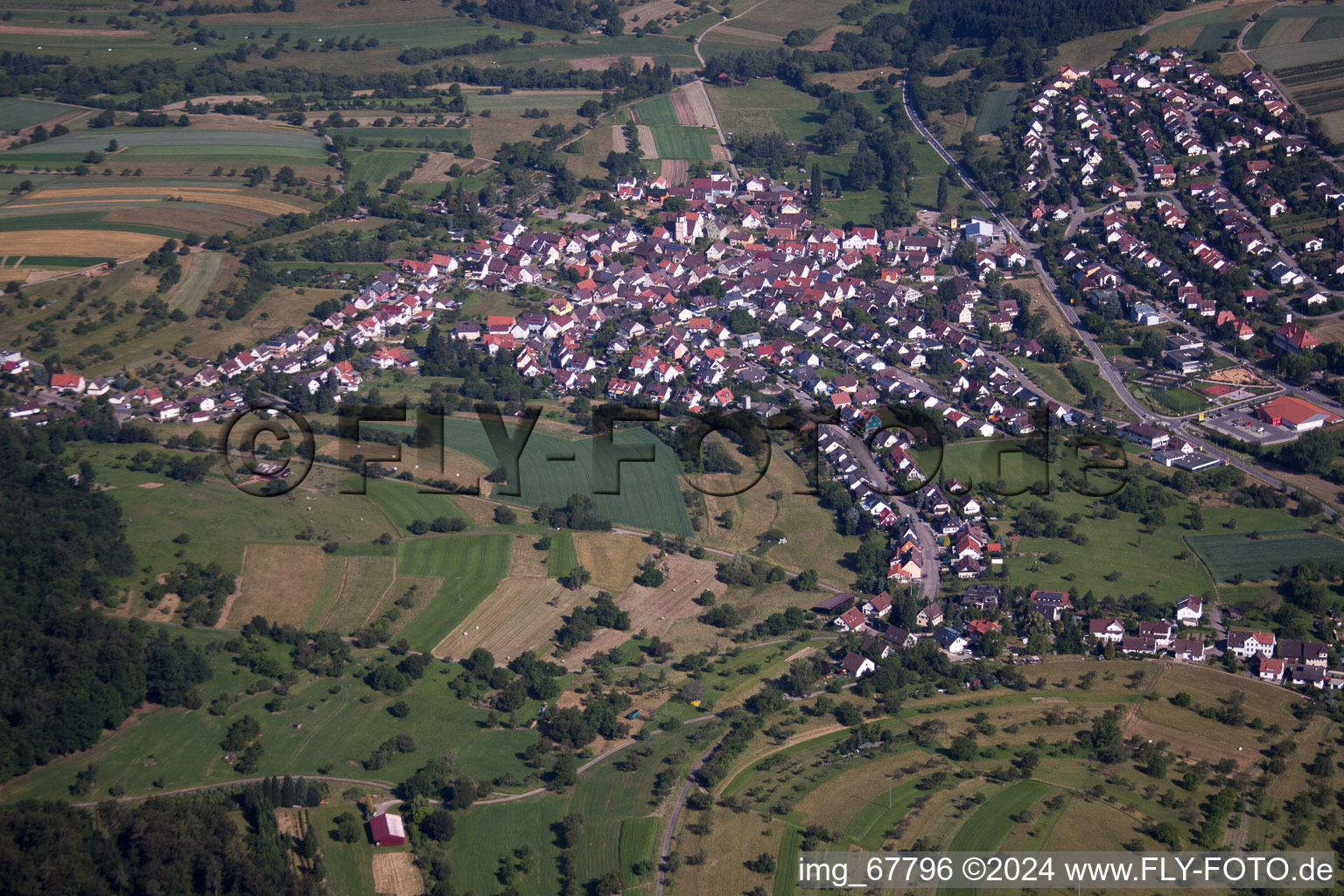 District Gräfenhausen in Birkenfeld in the state Baden-Wuerttemberg, Germany from the drone perspective