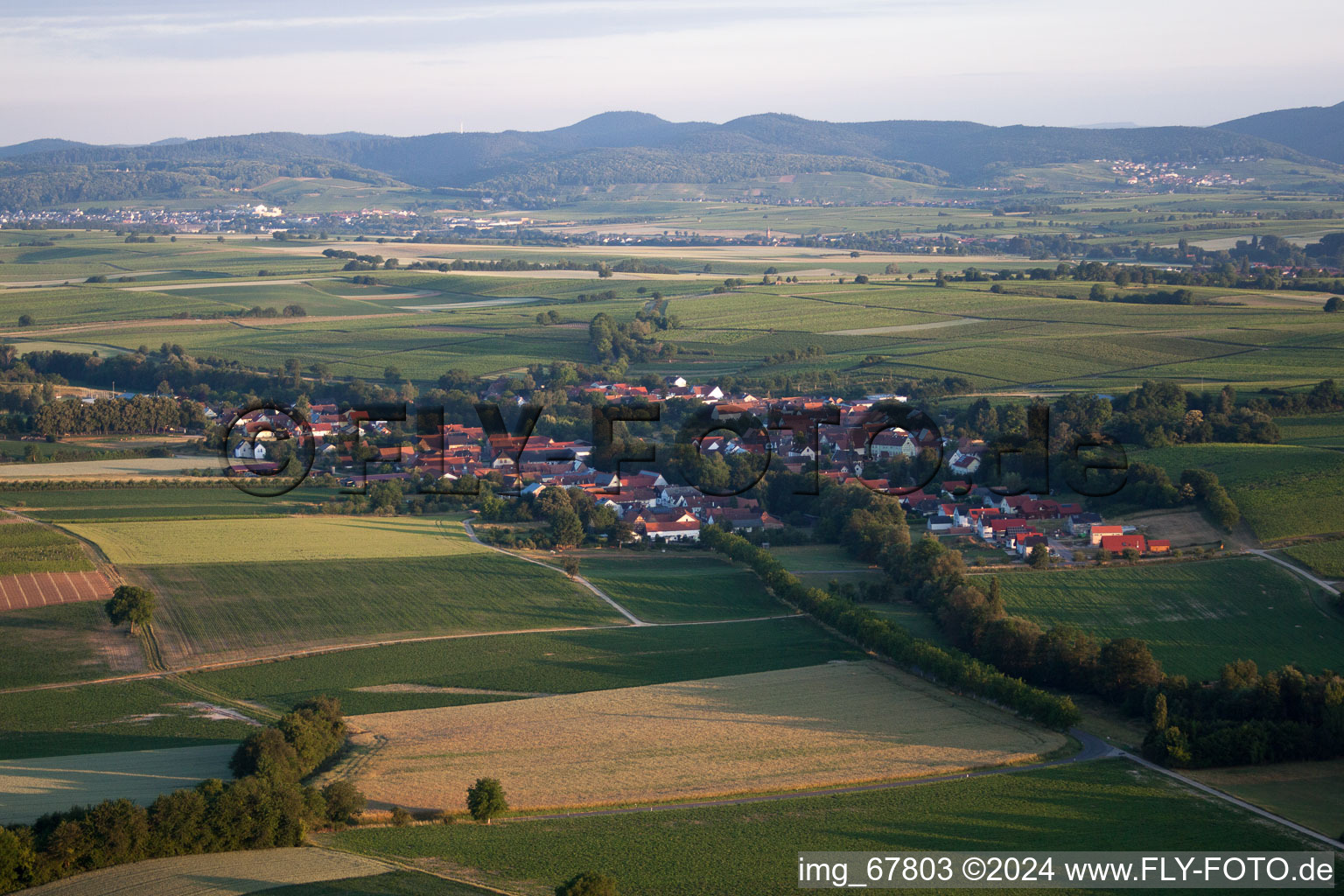 Drone image of Dierbach in the state Rhineland-Palatinate, Germany