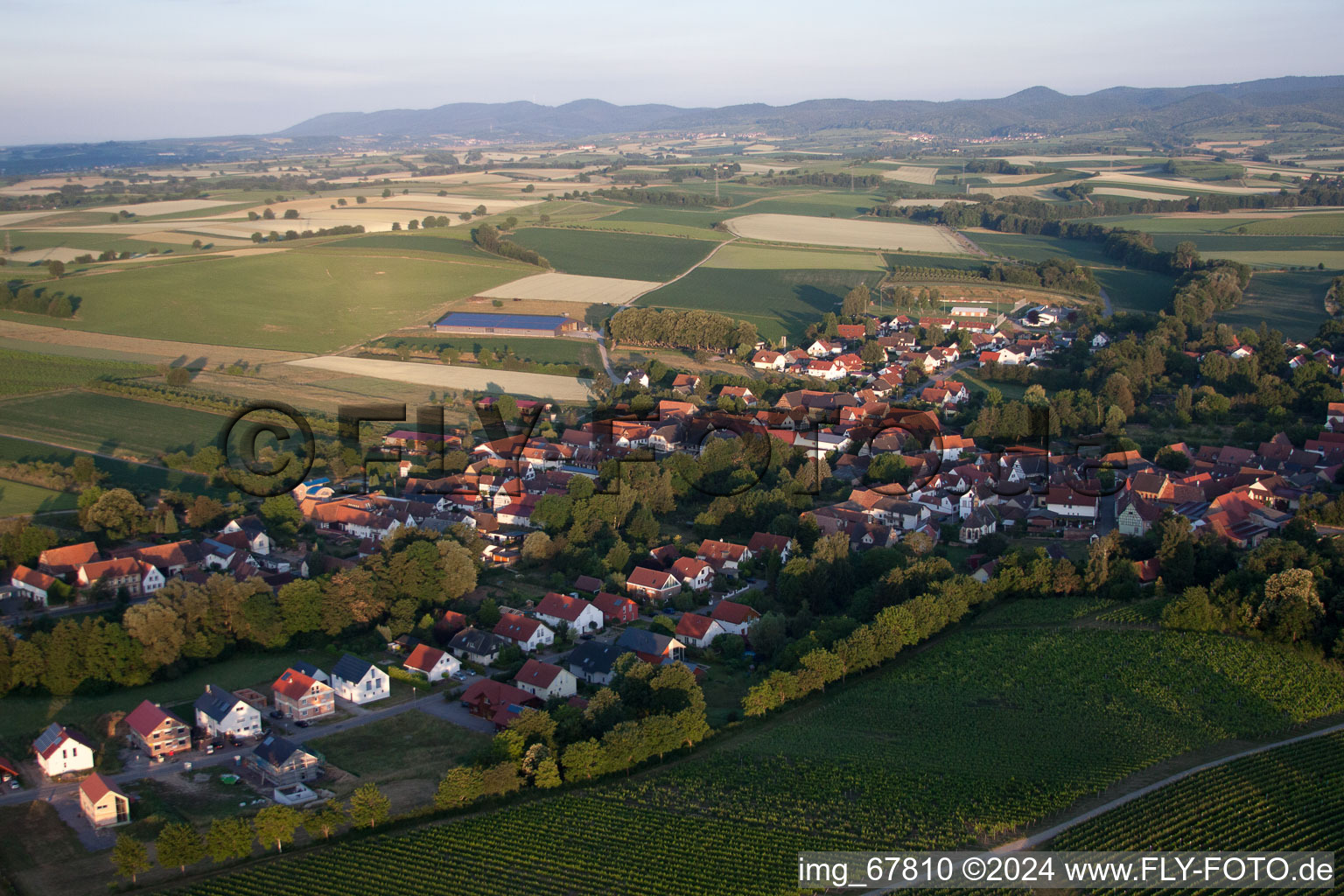 Aerial view of Dierbach in the state Rhineland-Palatinate, Germany