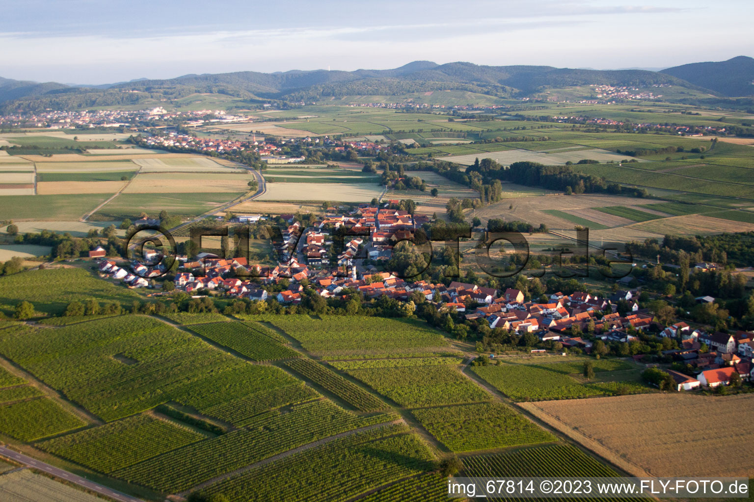 Oberhausen in the state Rhineland-Palatinate, Germany from above
