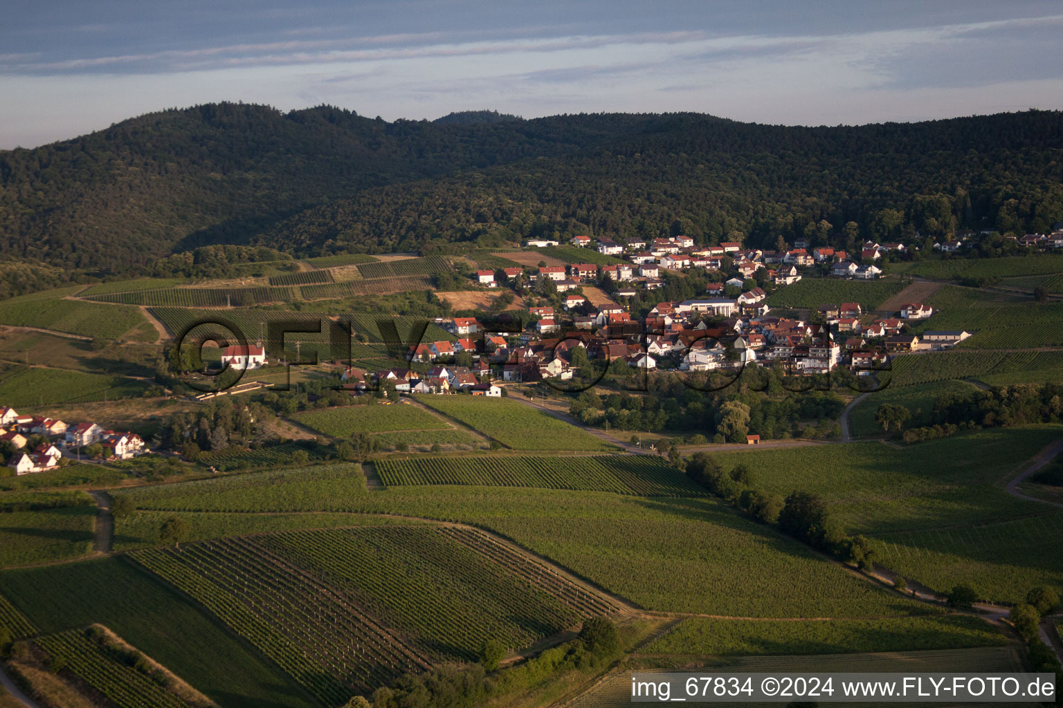 District Gleiszellen in Gleiszellen-Gleishorbach in the state Rhineland-Palatinate, Germany from the drone perspective