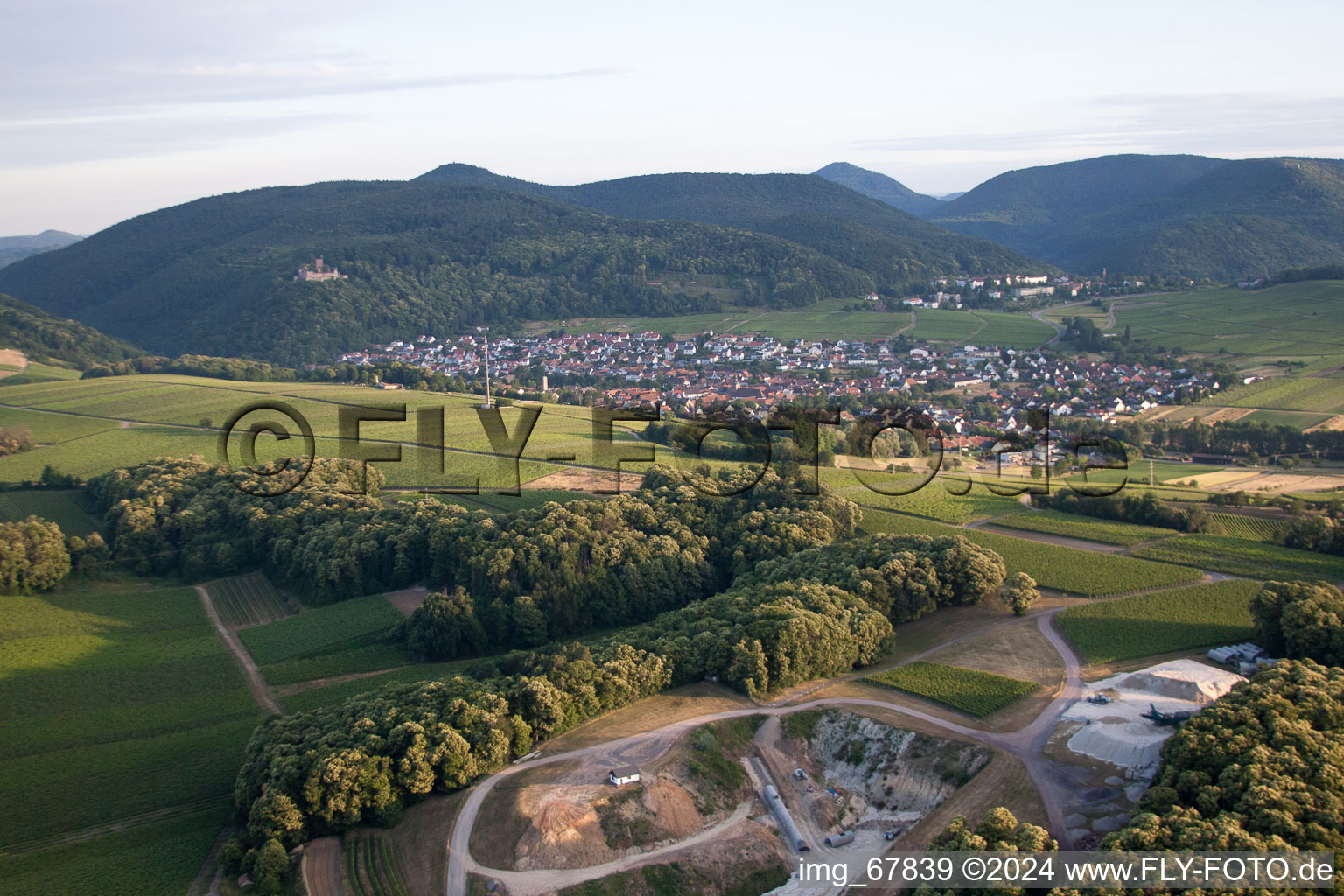 Klingenmünster in the state Rhineland-Palatinate, Germany seen from a drone