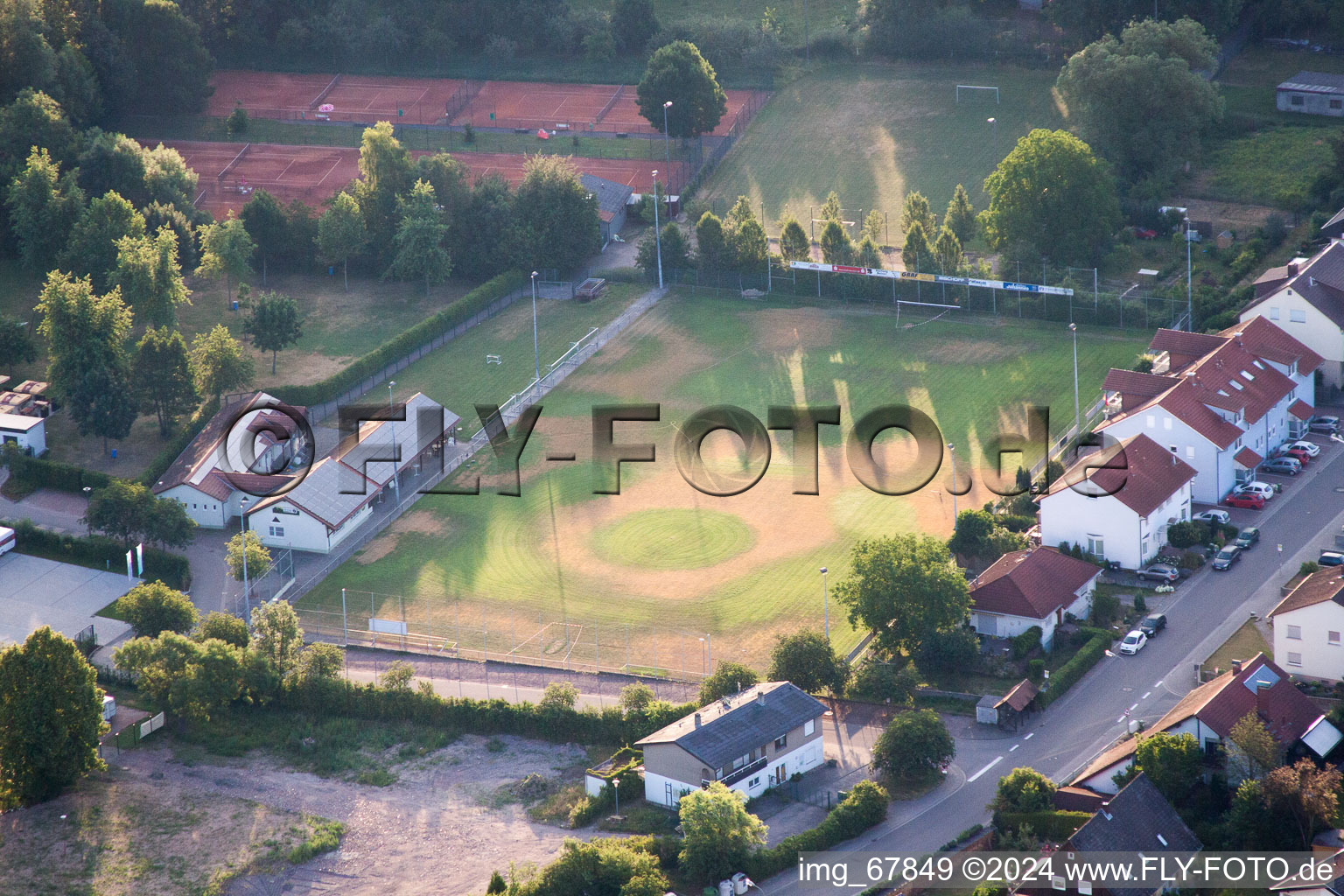 Sports field in the district Appenhofen in Billigheim-Ingenheim in the state Rhineland-Palatinate, Germany