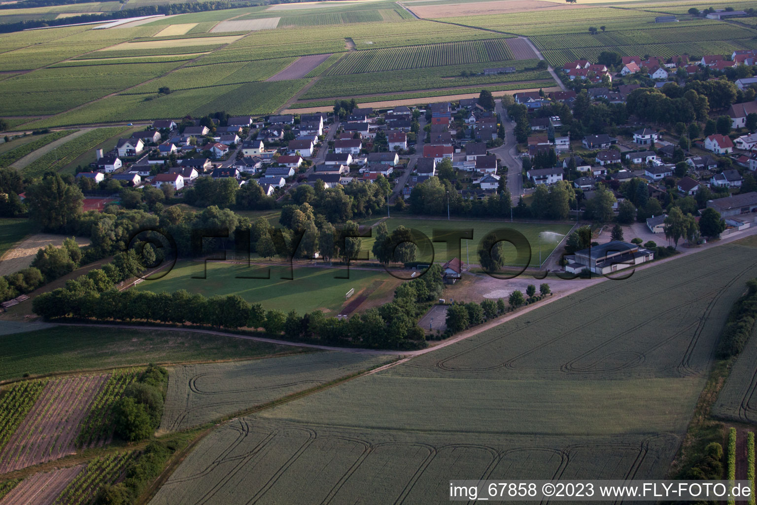 Bird's eye view of Insheim in the state Rhineland-Palatinate, Germany