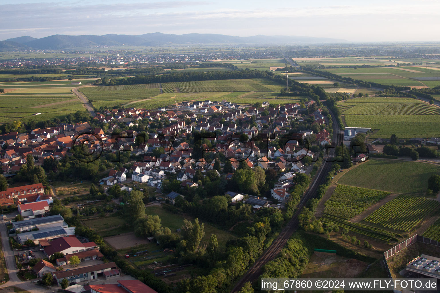 Drone recording of Insheim in the state Rhineland-Palatinate, Germany