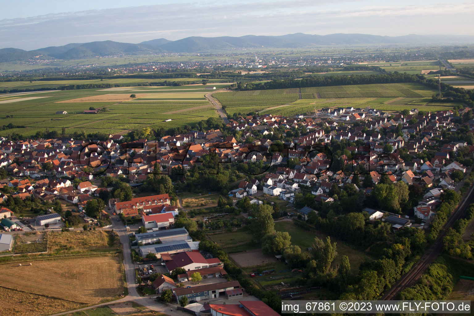 Drone image of Insheim in the state Rhineland-Palatinate, Germany