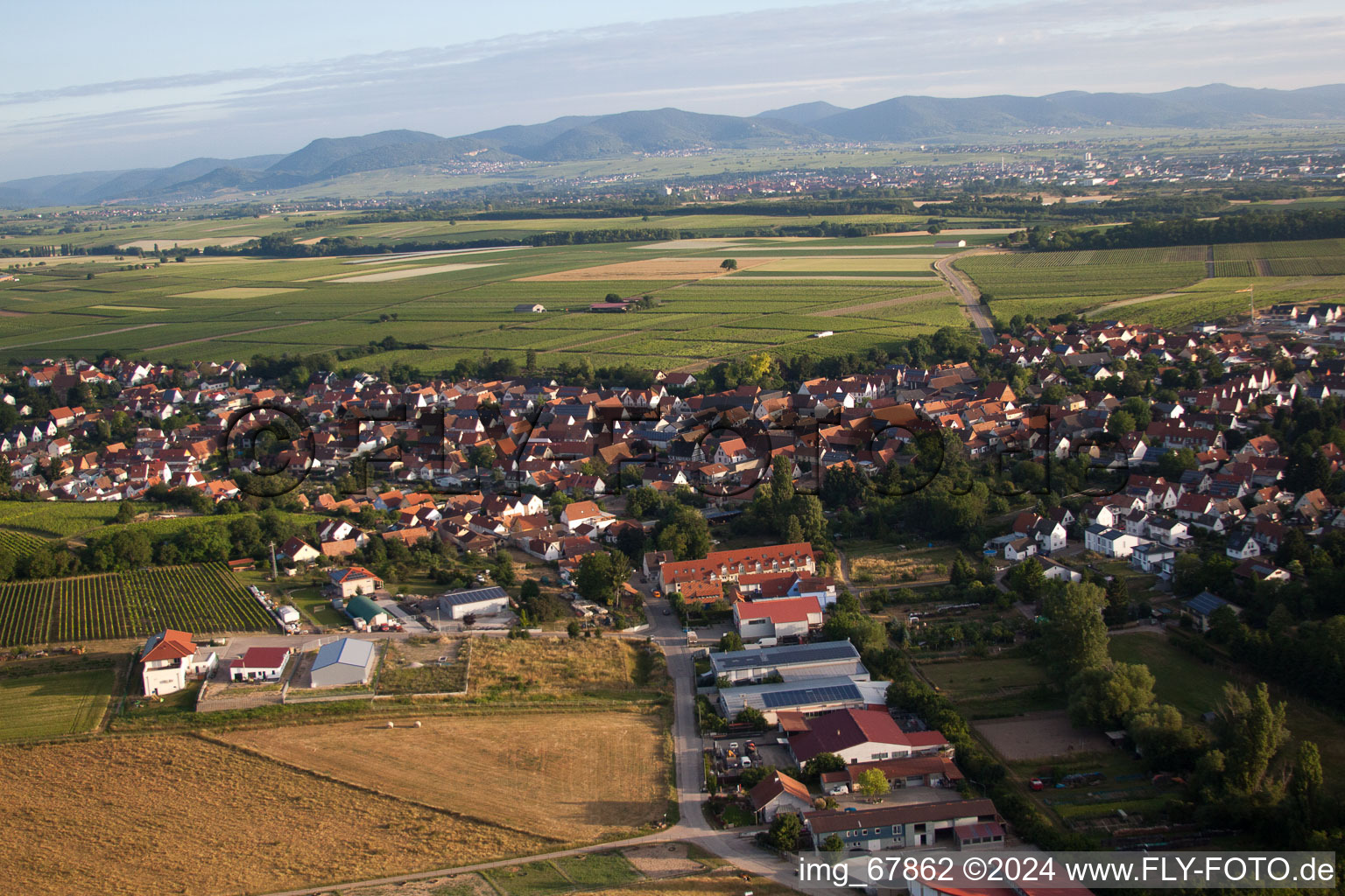 Insheim in the state Rhineland-Palatinate, Germany from the drone perspective