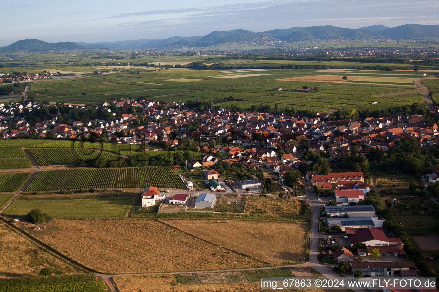 Insheim in the state Rhineland-Palatinate, Germany from a drone