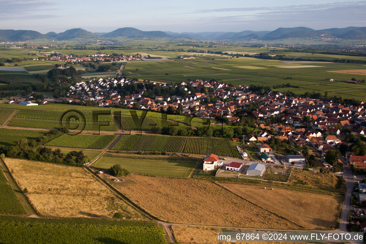 Insheim in the state Rhineland-Palatinate, Germany seen from a drone