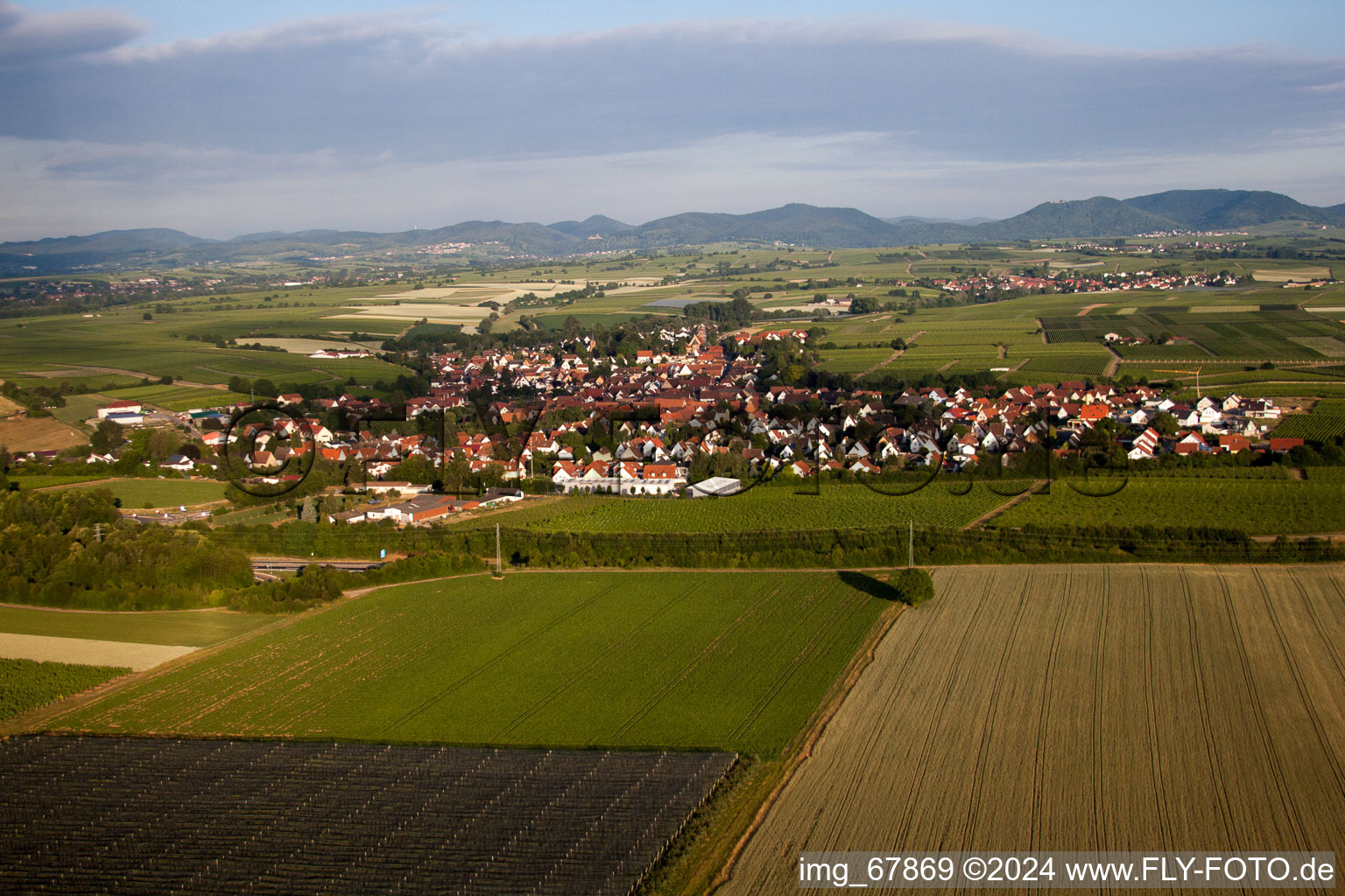 Aerial photograpy of Insheim in the state Rhineland-Palatinate, Germany