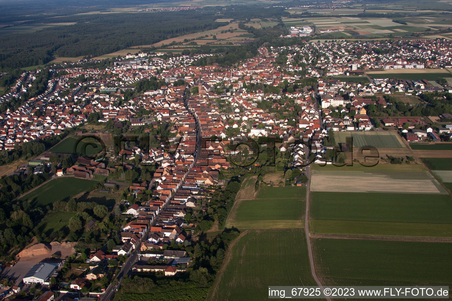 District Herxheim in Herxheim bei Landau in the state Rhineland-Palatinate, Germany from the plane