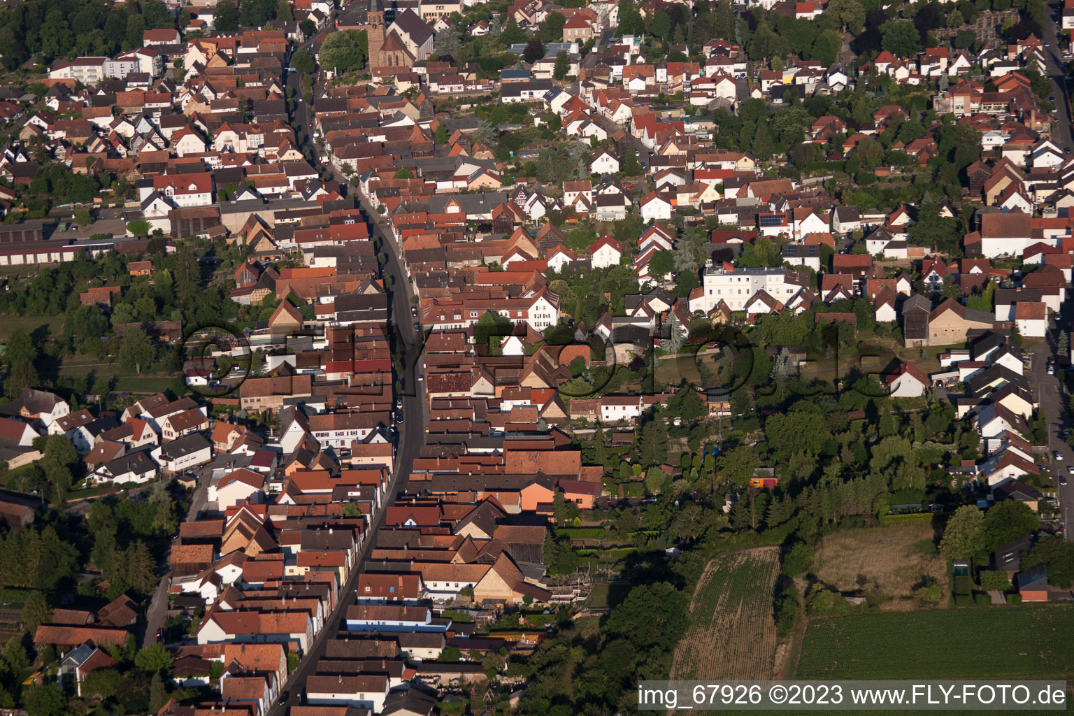 Main Street in the district Herxheim in Herxheim bei Landau in the state Rhineland-Palatinate, Germany