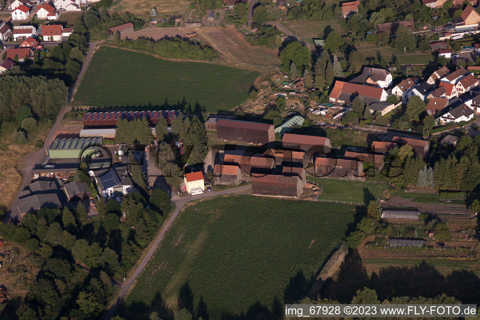 Bird's eye view of District Herxheim in Herxheim bei Landau in the state Rhineland-Palatinate, Germany