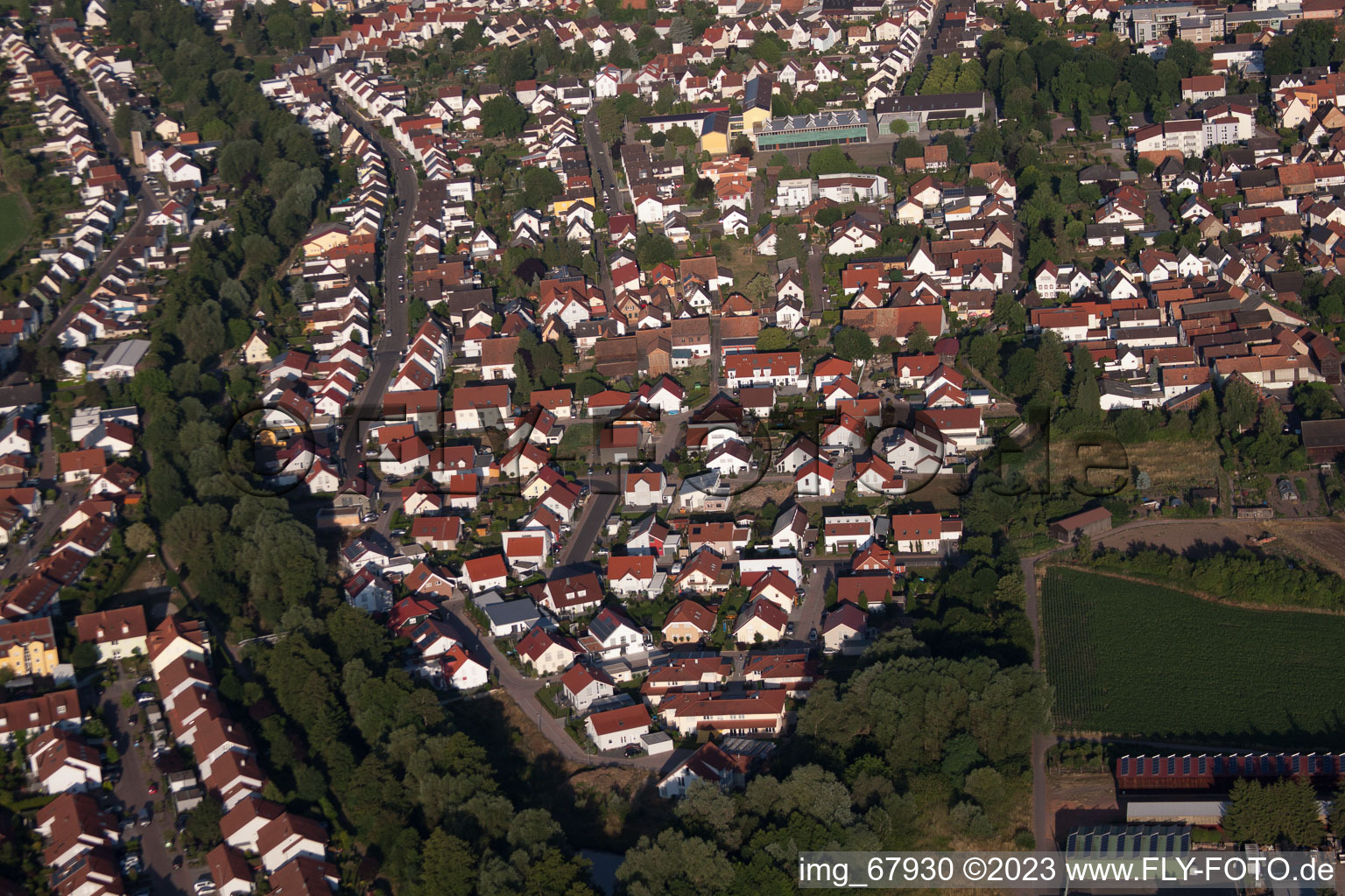 Drone recording of District Herxheim in Herxheim bei Landau in the state Rhineland-Palatinate, Germany