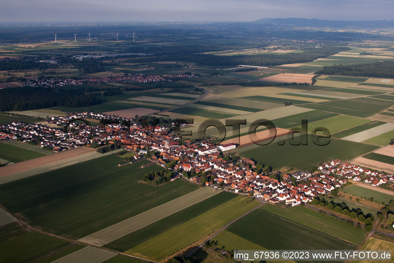 District Hayna in Herxheim bei Landau in the state Rhineland-Palatinate, Germany seen from above