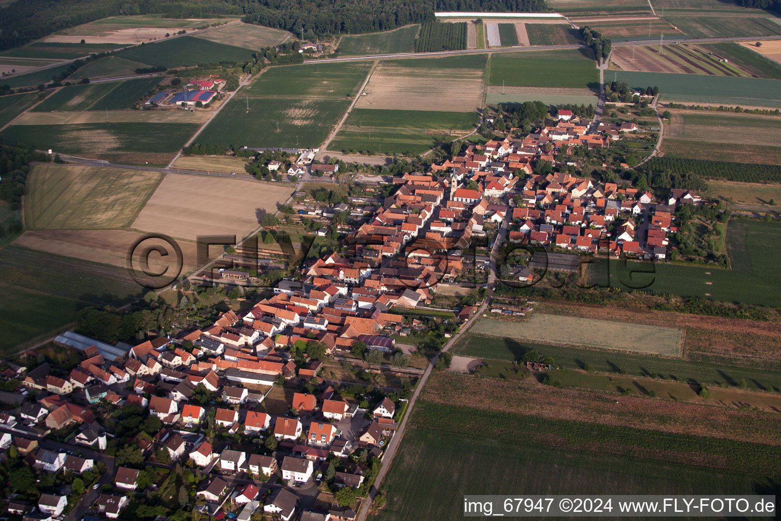 Erlenbach bei Kandel in the state Rhineland-Palatinate, Germany viewn from the air