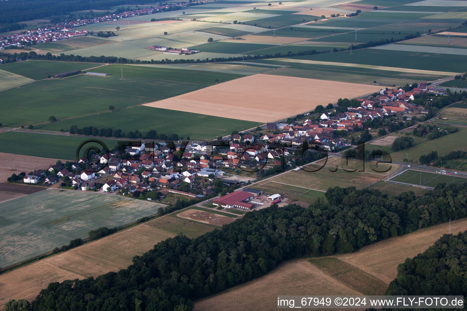 Aerial view of District Minderslachen in Kandel in the state Rhineland-Palatinate, Germany