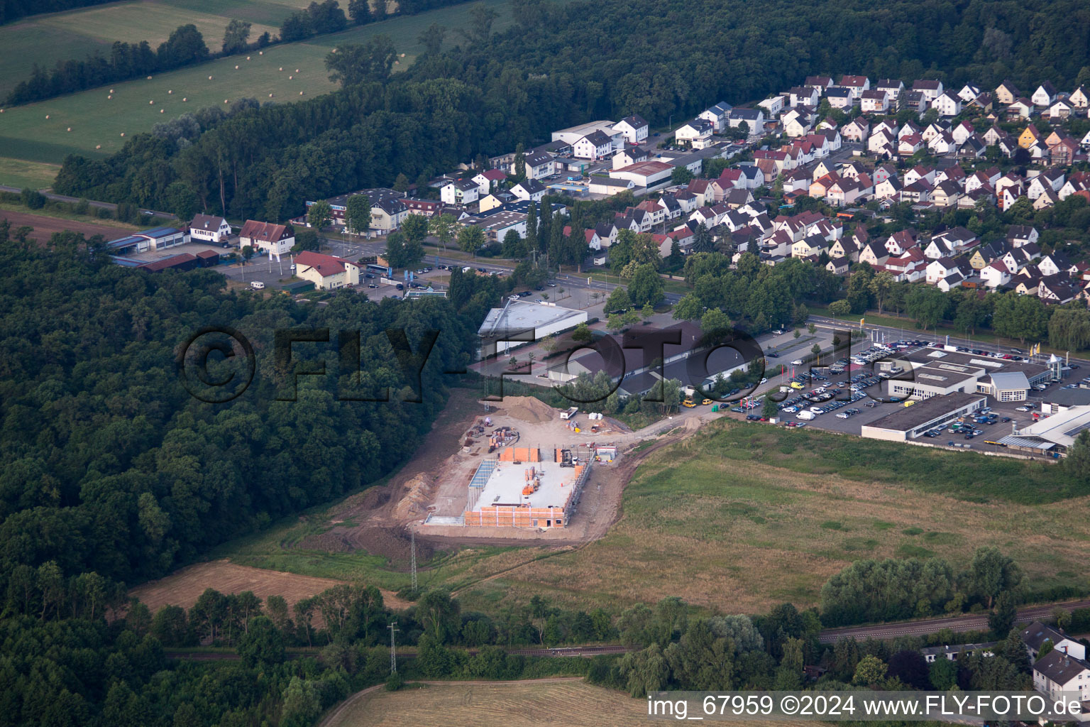 Edeka new building in Kandel in the state Rhineland-Palatinate, Germany from the drone perspective