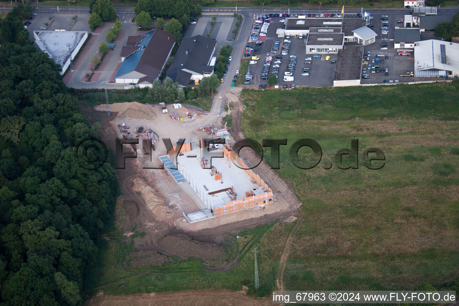 Aerial photograpy of Edeka new building in Kandel in the state Rhineland-Palatinate, Germany