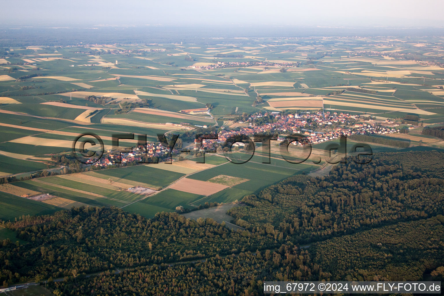 Aerial photograpy of Niederlauterbach in the state Bas-Rhin, France