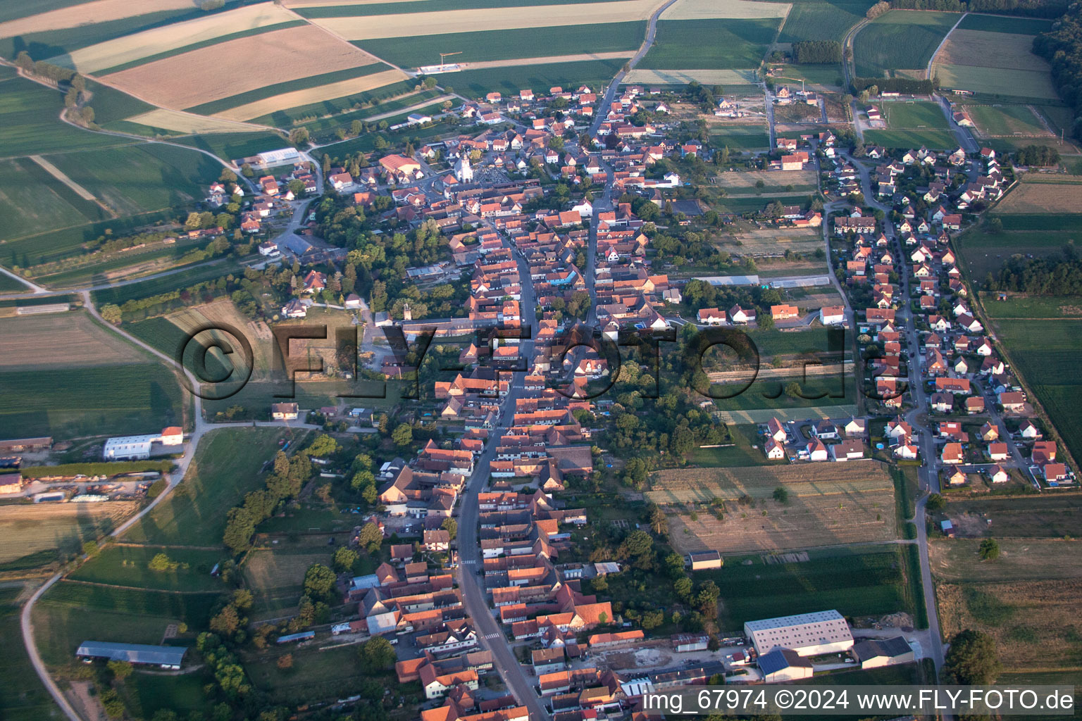 Oblique view of Niederlauterbach in the state Bas-Rhin, France