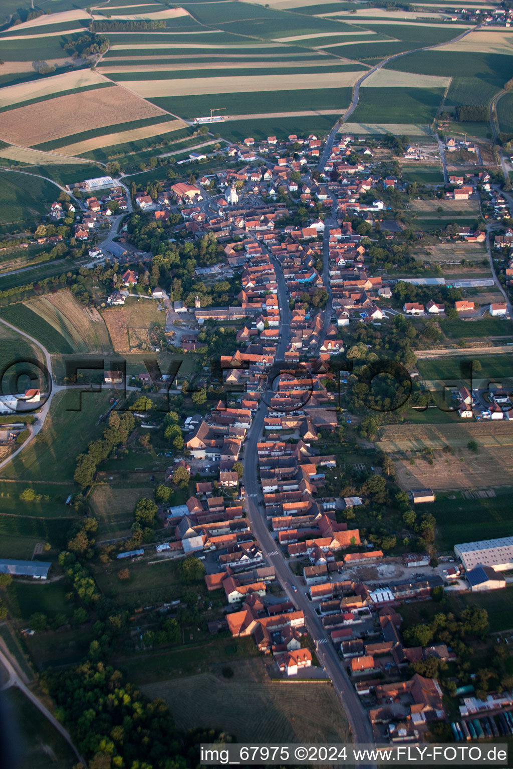 Niederlauterbach in the state Bas-Rhin, France from above