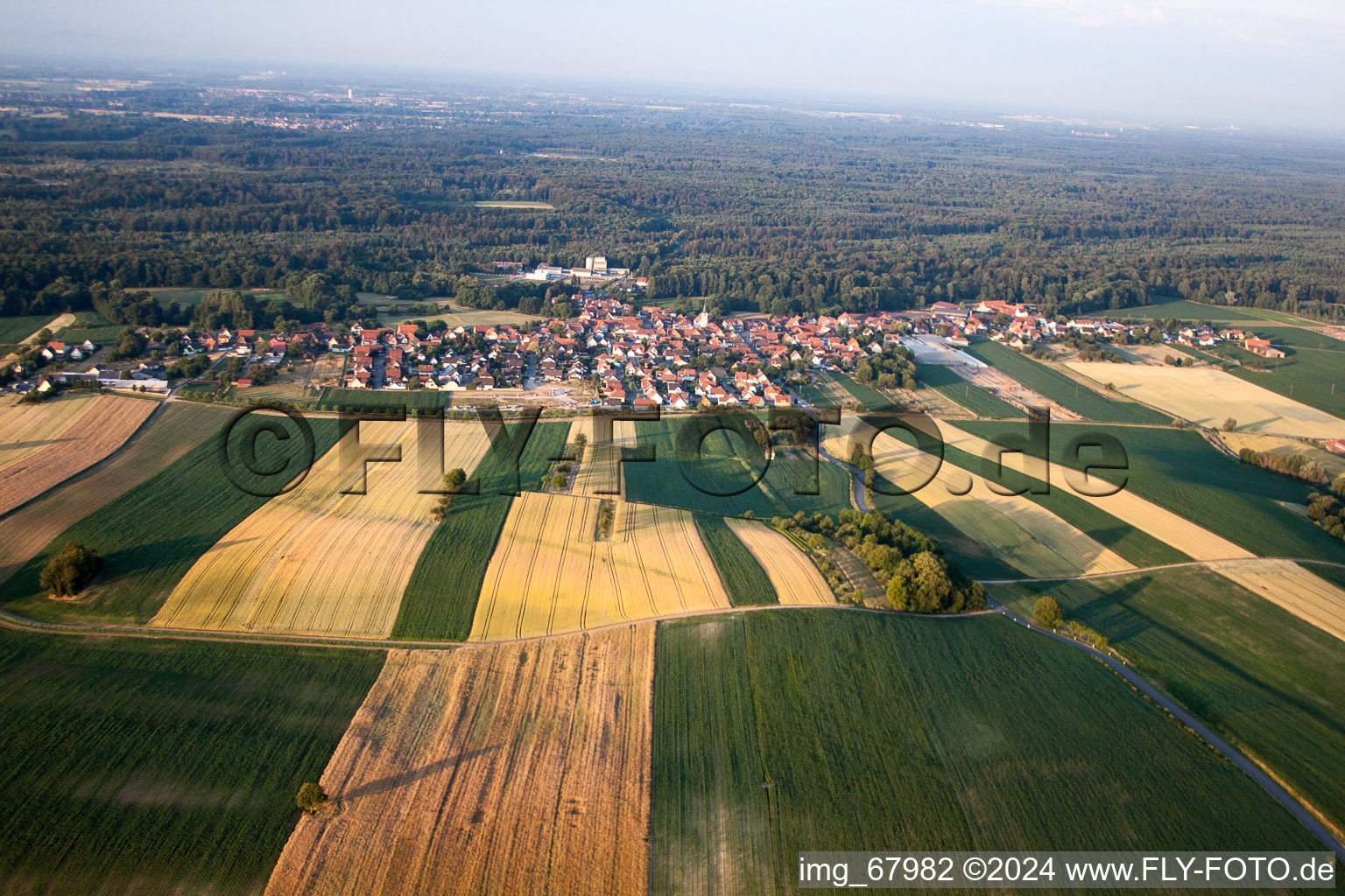 Aerial photograpy of Niederrœdern in the state Bas-Rhin, France